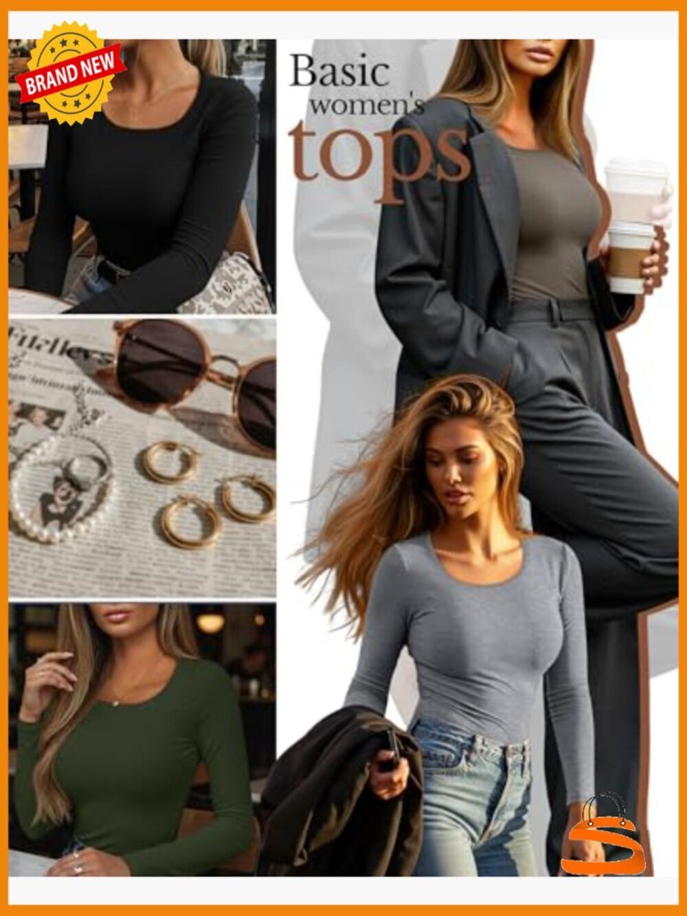 4 Pack Women's Fleece Lined Thermal Tops Long Sleeve Scoop Neck Base Layer - Picture 4 of 7